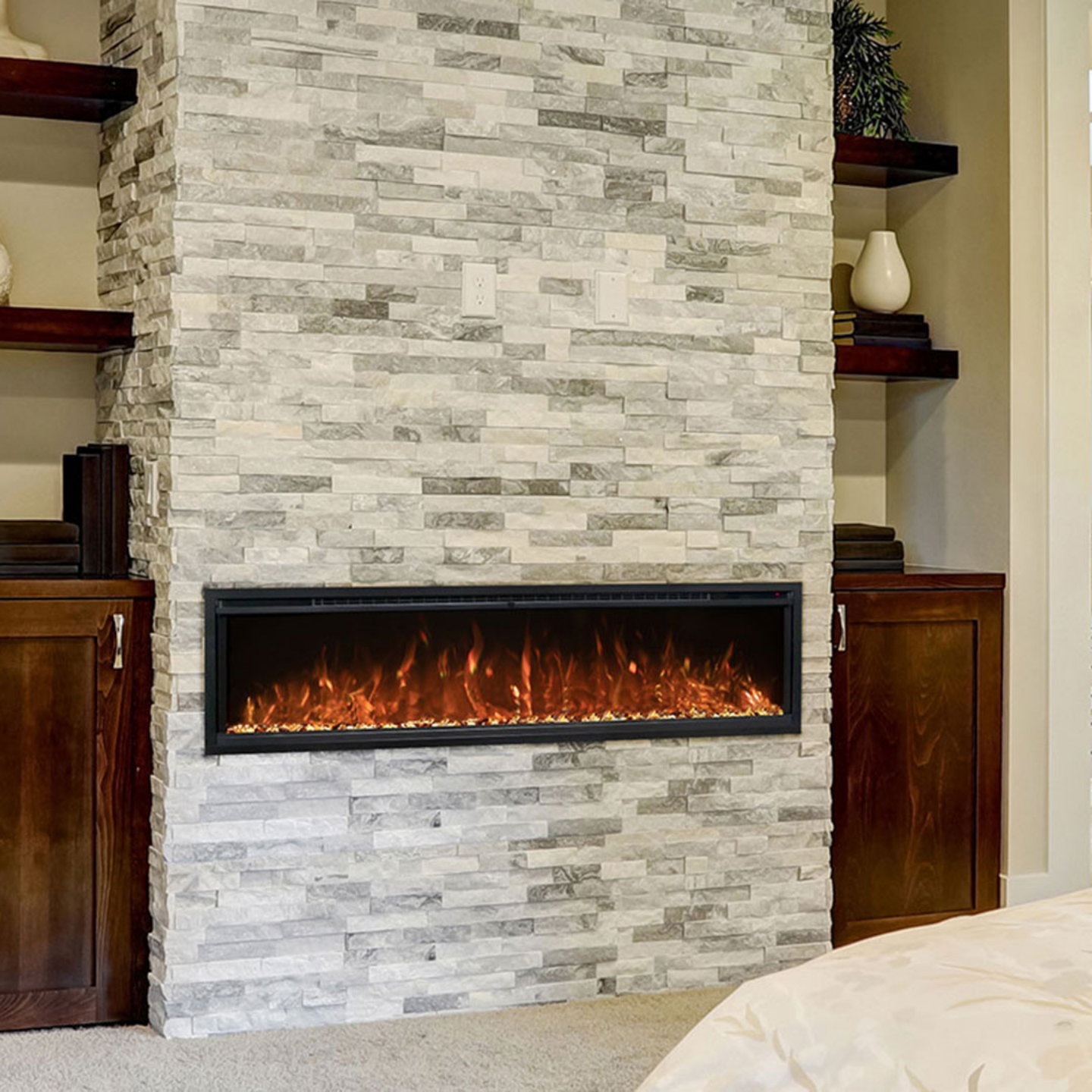 Manufactured electric fireplaces in Newton, MA.