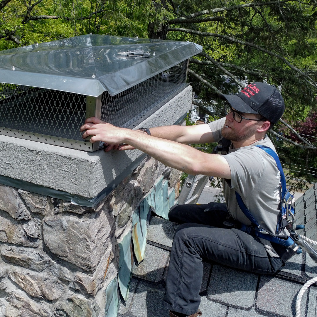 Installing full width chimney caps in North Providence, RI